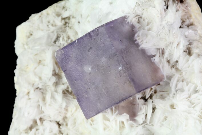 Purple Fluorite Cube On White Bladed Barite - Morocco #78850